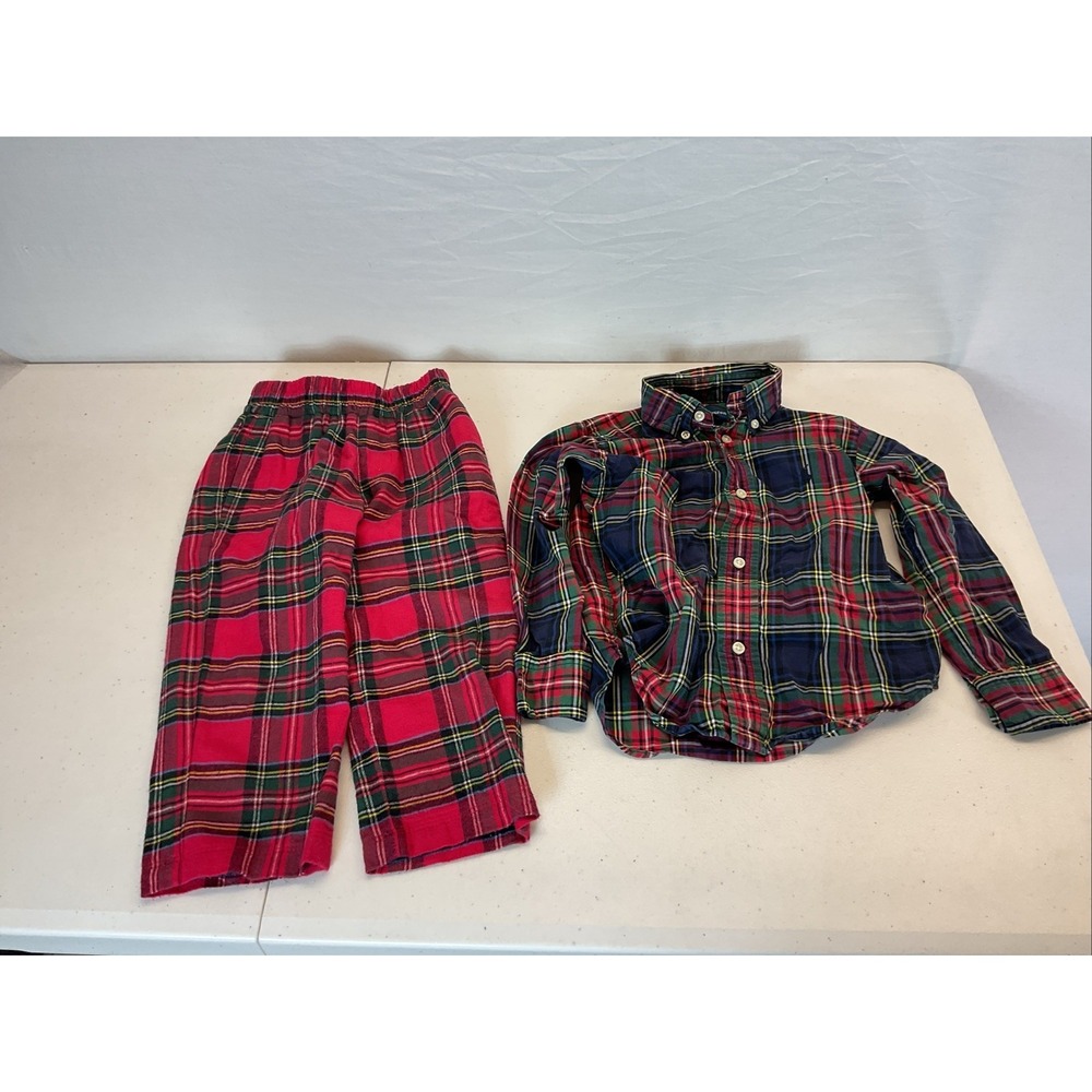 2 pc Beaufort‎ Bonnet Co. Ralph Lauren Boys 2T Holiday Pants/ Shirt Plaid